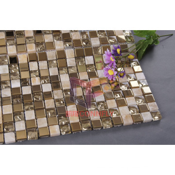 Stainless Steel Mix Marble Glass Metal Mosaic Tile (CFM752)